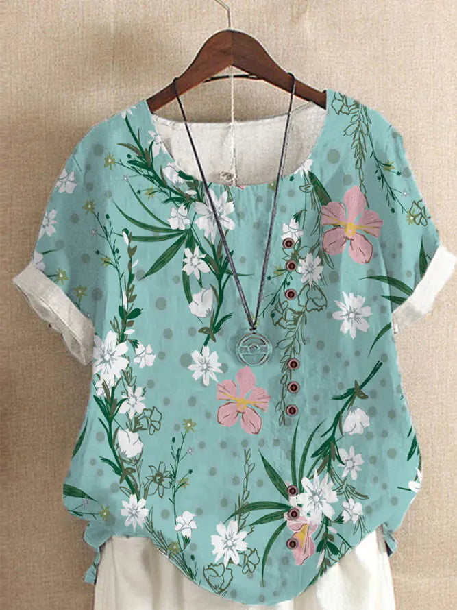 Summer Vintage Cotton Linen Loose T-Shirt