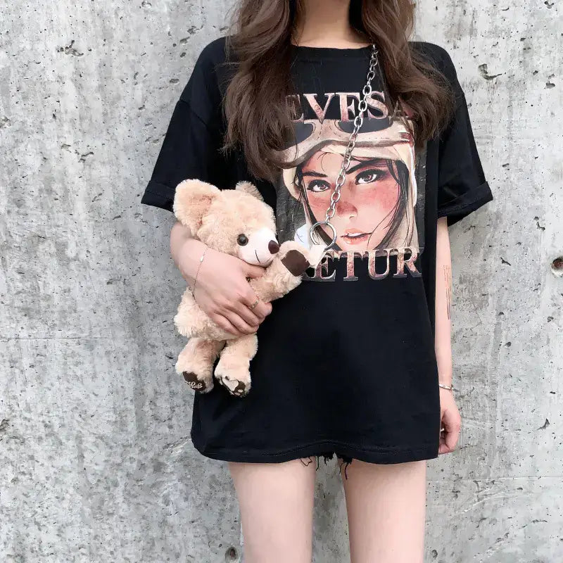 Short Sleeve T-Shirt for Women featuring a stylish graphic design, perfect for casual summer outings.