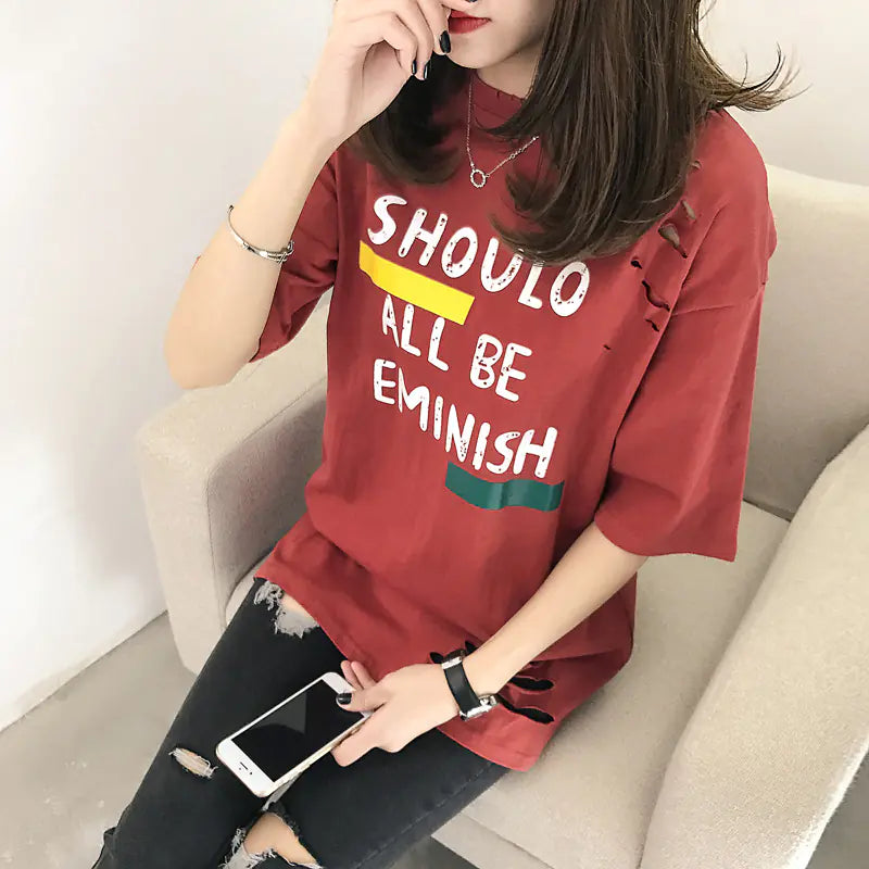 Short Sleeve Distressed T-Shirt