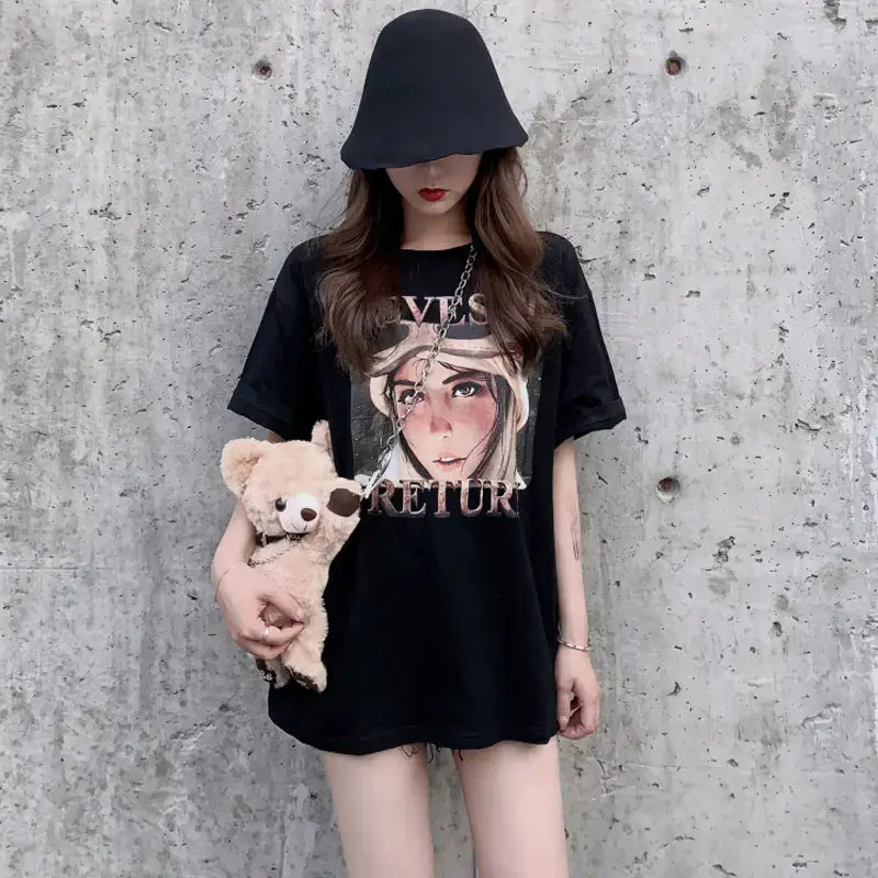 Short Sleeve T-Shirt for Women featuring a stylish graphic design, perfect for casual summer wear.