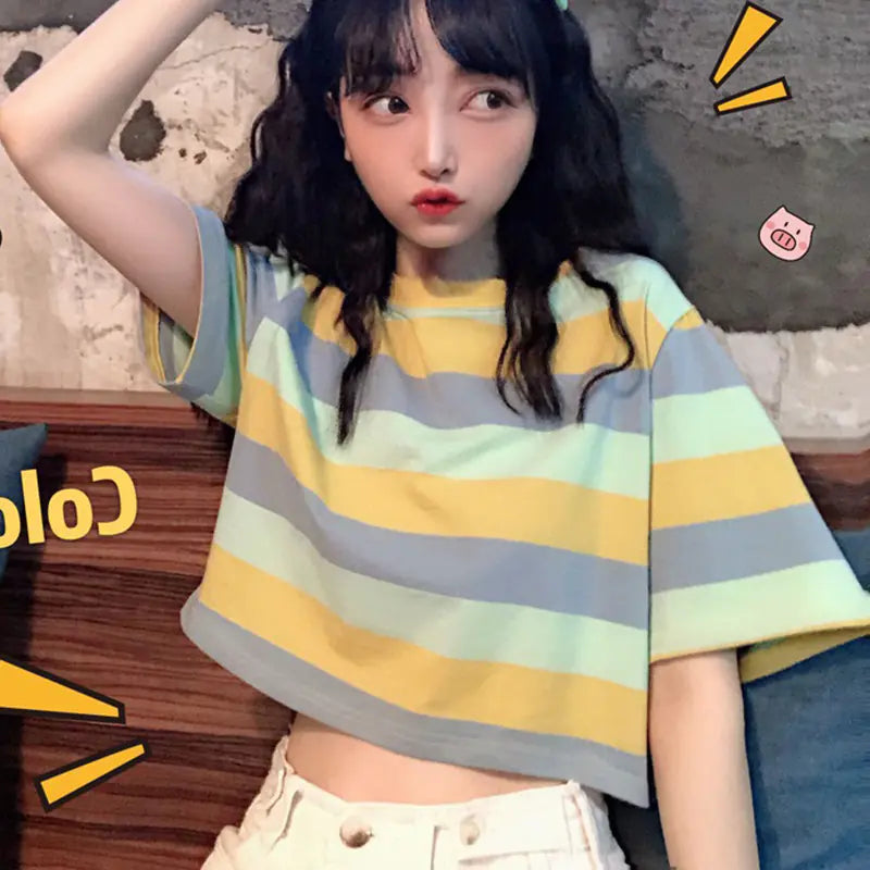 Short Sleeve Striped T-Shirt for Women