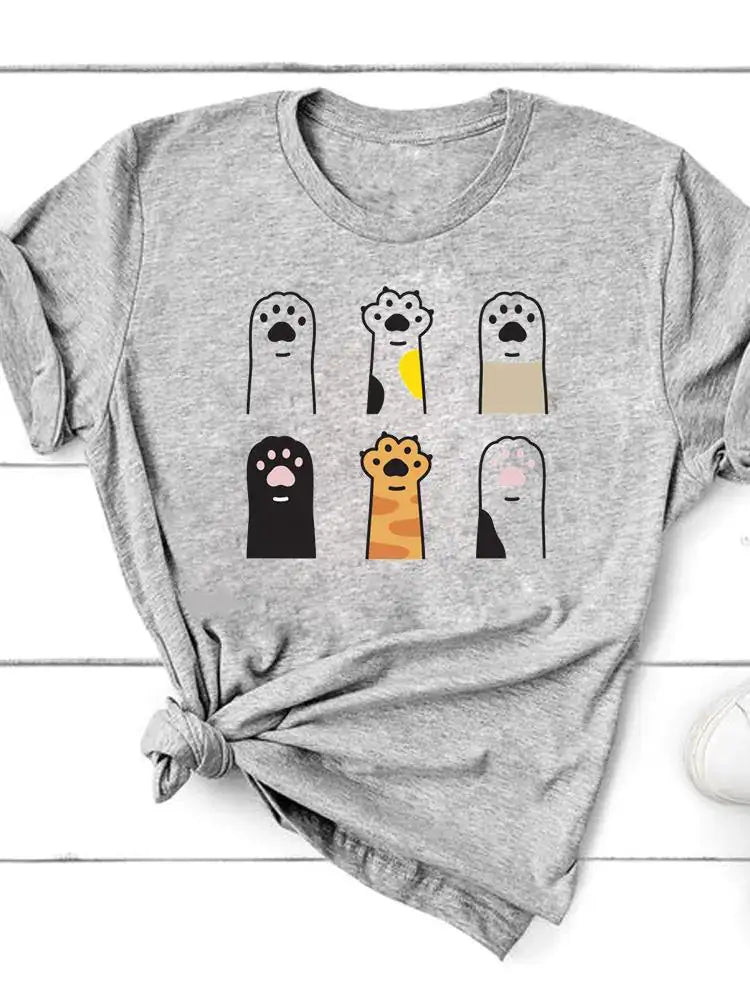 Short Sleeve T-Shirt for Women featuring playful animal designs, perfect for pet lovers and casual outings.