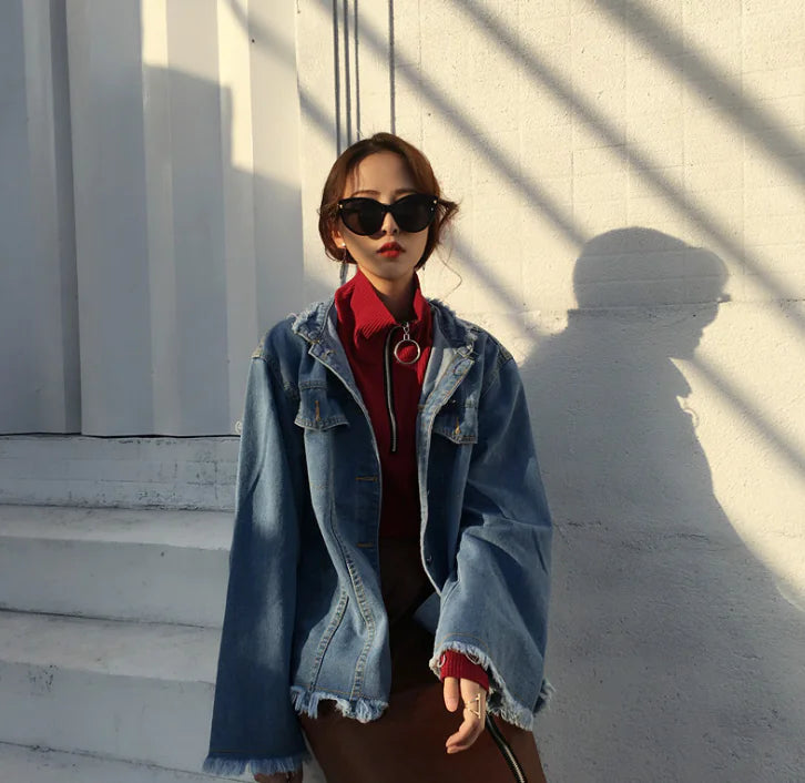 Vintage Casual High Neck Long Sleeve T-Shirt