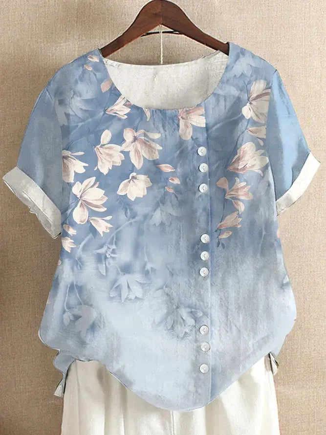 Summer Vintage Cotton Linen Loose T-Shirt