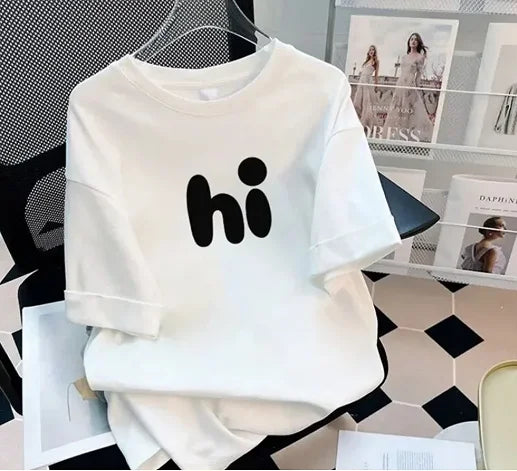 White T-shirt Short Sleeve Women Summer Fashion Loose Slim Top Half Sleeve Body Shirt Trendy Women Clothing