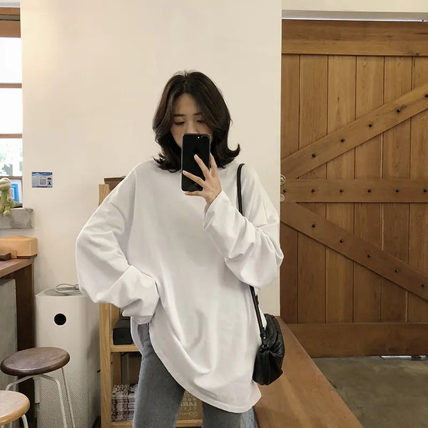 Chic Long Sleeve T-Shirt-Loose Fit Style
