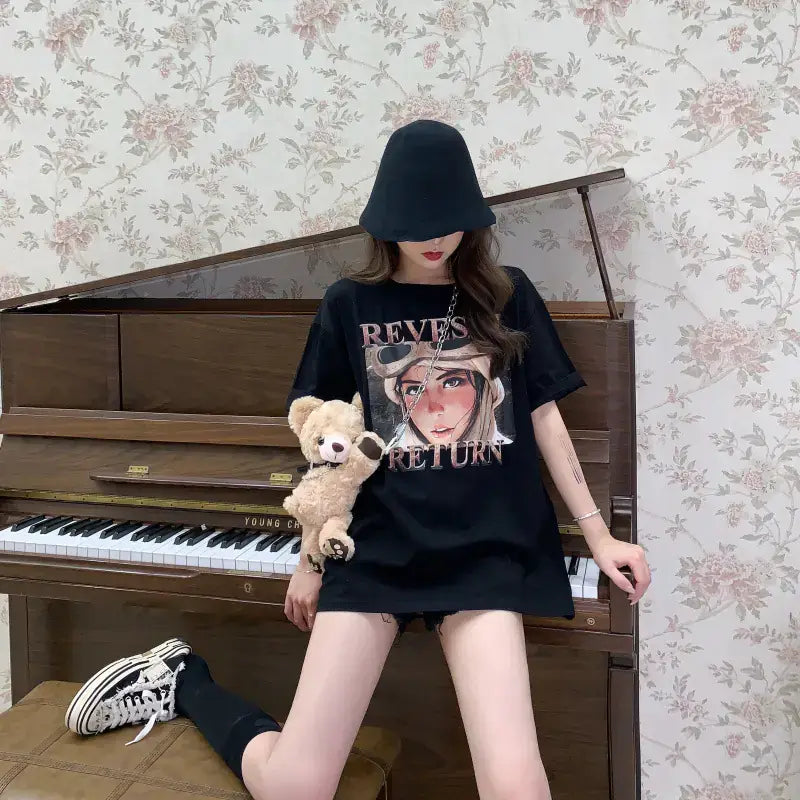 Short Sleeve T-Shirt for Women featuring a trendy design, perfect for summer style.