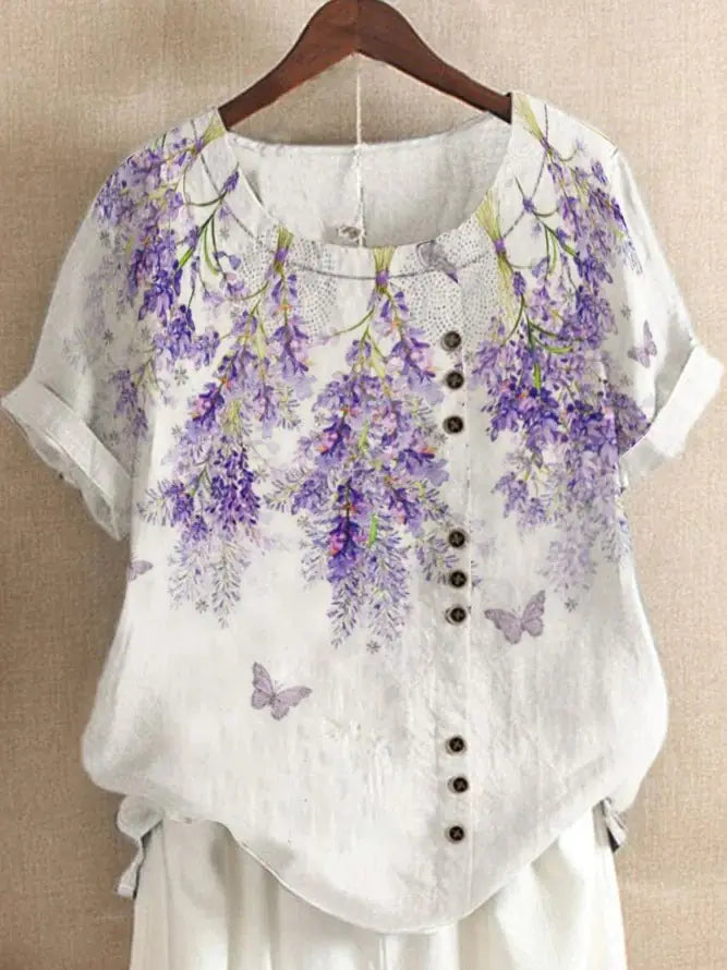 Summer Vintage Cotton Linen Loose T-Shirt
