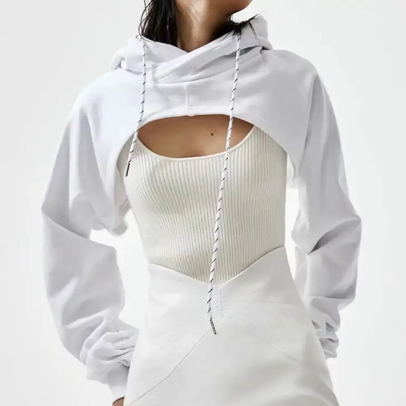 Chic Cropped Hoodie Blissful features a stylish cut with a ribbed tank, perfect for layered outfits and casual wear.
