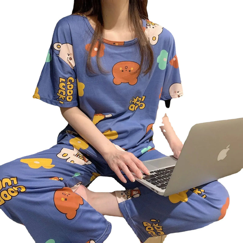 Fashion Cartoon Pajamas for Women: Comfortable and stylish loungewear with cute cartoon prints.
