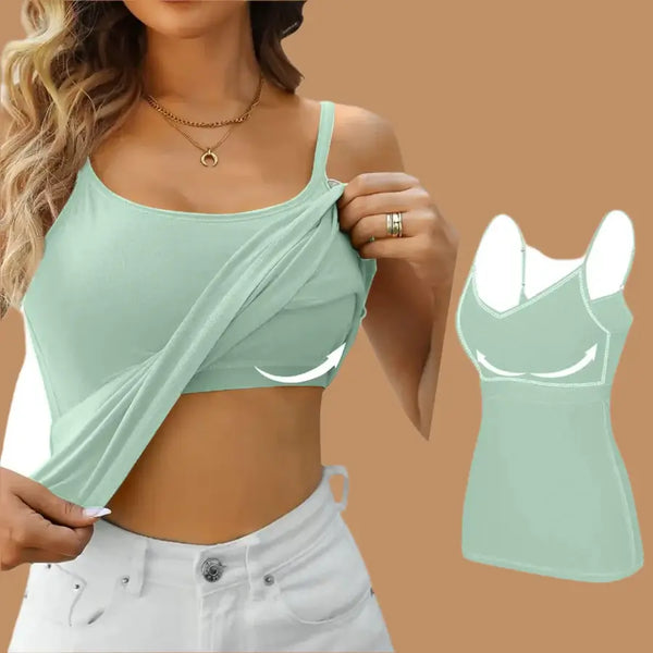 Generic Shelf Bra Crop Tops for Women in mint green featuring adjustable straps and built-in bra for comfort.
