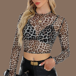 Long Sleeve Mesh Crop Top