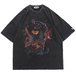Vintage Street Style Loose Graphic T-Shirt