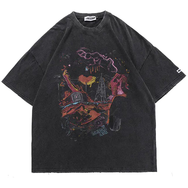 Vintage Street Style Loose Graphic T-Shirt