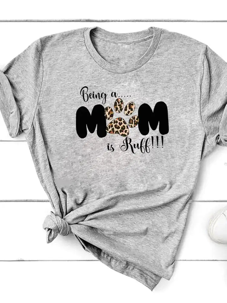 Short Sleeve T-Shirt for Women featuring a playful design celebrating pet motherhood.