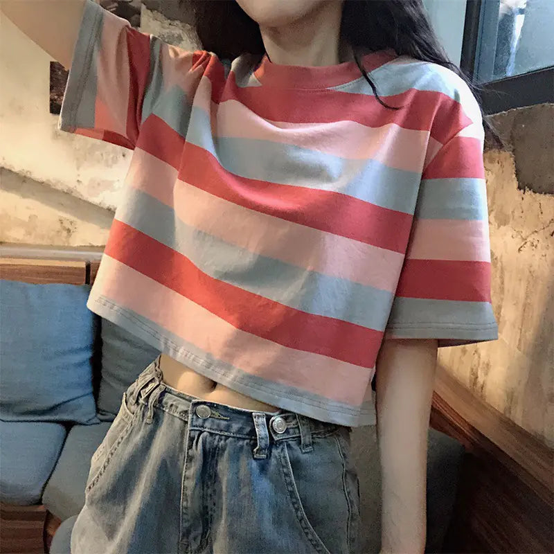 Short Sleeve Striped T-Shirt for Women