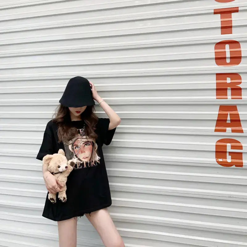 Short Sleeve T-Shirt for Women featuring trendy graphic design and relaxed fit for summer style.