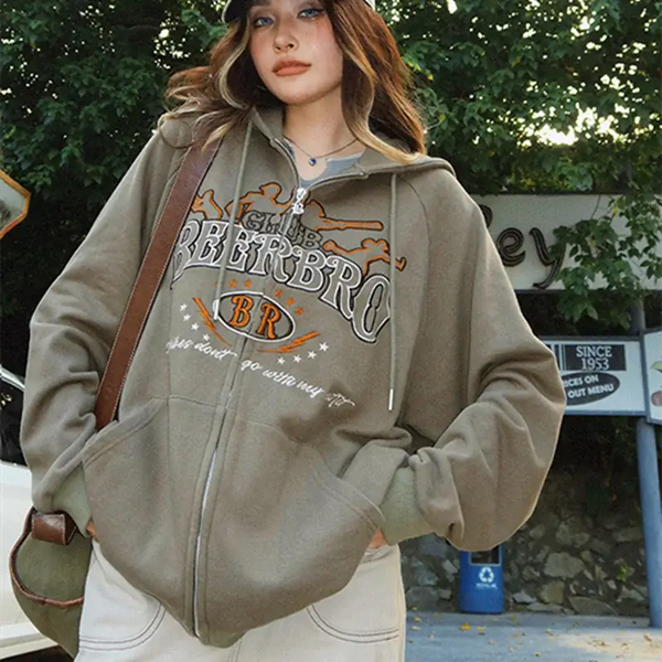 Vintage Hooded Sweatshirt for Women featuring playful graphic design, perfect for casual wear.