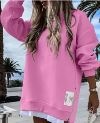 Winter Sweatshirt Dress for Women in pink, featuring a relaxed fit and stylish design for casual outings.
