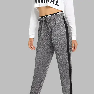 Womens Causal Drawstring Waist Yoga pants shown in a comfortable fit, ideal for casual activities and workouts.