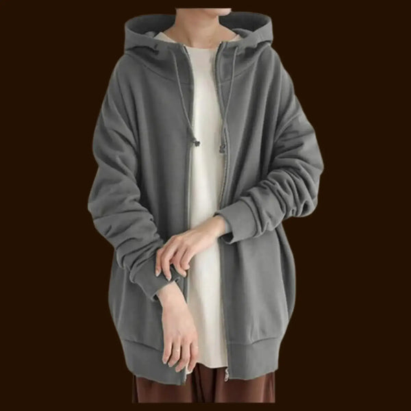 Sweatshirt for Women Zip Up Hoodie in grey, featuring a comfortable fit and stylish design for casual wear.