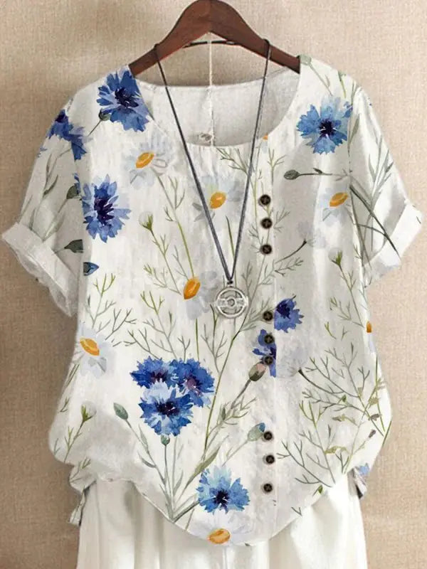 Summer Vintage Cotton Linen Loose T-Shirt